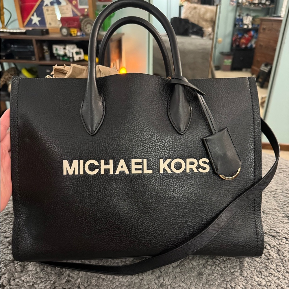 Michael Kors Mirella Black Pebbled Leather Handbag